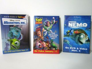Set Of 3 Disney Pixar Toy Story Finding Nemo Monsters Inc.  Movie Promo Pins