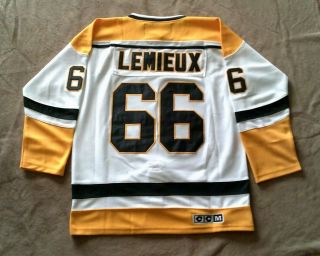 Nhl Pittsburgh Penguins Mario Lemieux White Stitched Ccm Hockey Jersey Sz.  50