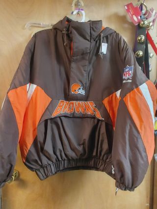 Cleveland Browns Proline Starter 1/4 Zip Pullover Jacket Mens Xxlarge Orange