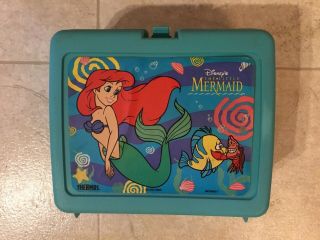 The Little Mermaid Lunchbox 1990s Disney Teal Plastic No Thermos Ariel
