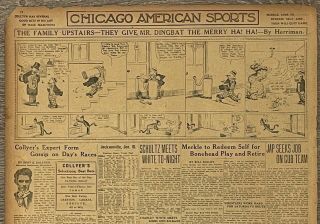 1911 Chicago Sports Page - Rare Family Upstairs Krazy Kat Herriman Comic Strip
