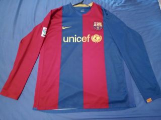 Rare Nike Fc Barcelona Barca Jersey Futebol Soccer L/s Long Sleeve Xl