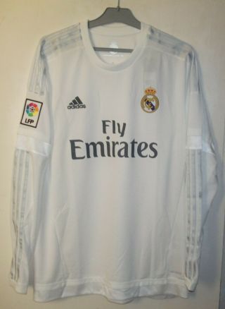 Real Madrid 2015 - 2016 Home Football Shirt Jersey Adidas Long Sleeve Xl