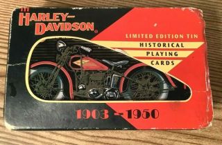 Vintage 1997 Harley Davidson Playing Cards 2 Decks In Collector Tin Case