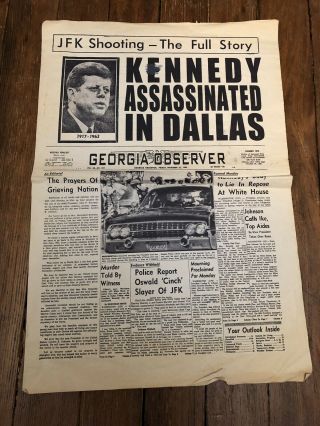 Georgia Observer November 22,  1963 Kennedy Death On The Front Page