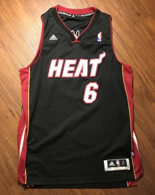 Men’s 2012 Adidas Lebron James Embroidered Black Miami Heat Jersey Dead Stock L