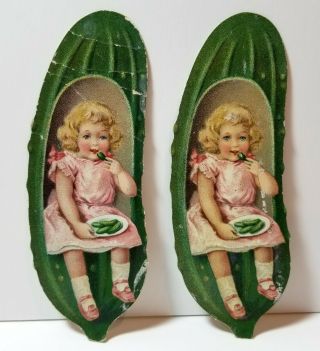 1890s Little Girl Heinz Pickle,  Two Victorian Trade Cards 2