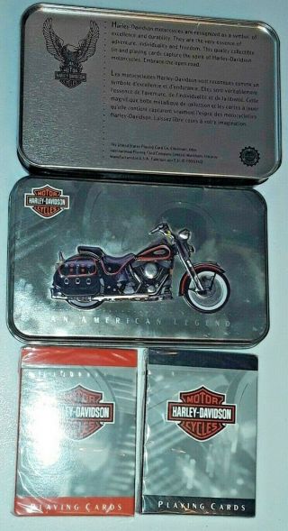 1998 Harley Davidson Motorcycles Limited Edition Playing Cards In Tin