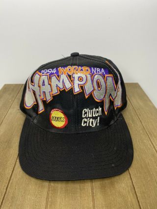 Vtg 1994 Nba Finals Houston Rockets World Champion Clutch City Snapback 7 Logo