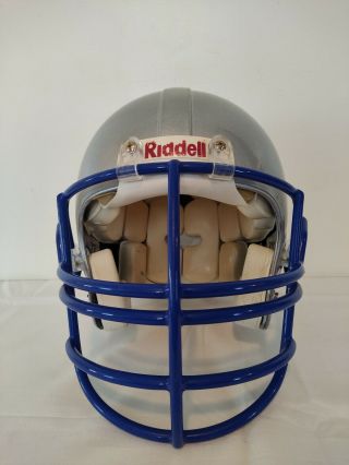 Riddell Vsr - 2 Football Helmet Silver W/blue Face Mask Large 7 1/4 - 7 3/4