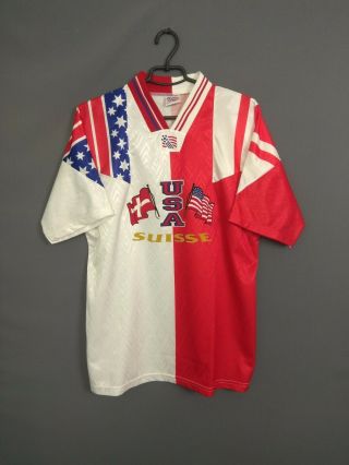 Usa Switzerland Jersey 1991 Large Shirt Vintage Retro Soccer Football Ig93