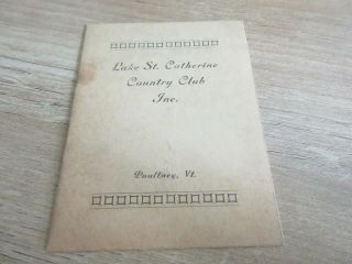Lake St.  Catherine Country Club Vtg 1941 Golf Score Card Poultney Vermont