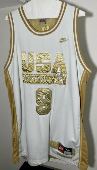 Michael Jordan White/gold Dream Team 92 Usa Barcelona Olympic Jersey Xl