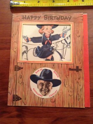 Hoppalong Cassidy Vintage Official Greeting Card Motion Cowboy