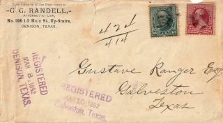 1892 Texas Special Delivery Postal History Cover,  Dennison To Galveston.