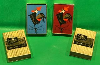 Vintage Crown Playing Cards Wind Vane Rooster 2 Decks Arrco Usa