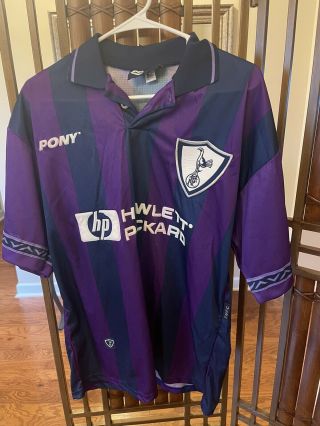 Tottenham Hotspur Away Retro Soccer Kit Jersey Shirt Vintage Purple Medium 95 - 97