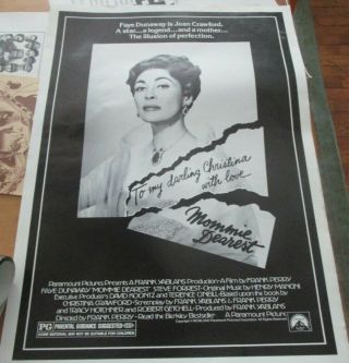 Faye Dunaway 1981 " Mommie Dearest " 24 " X 17 " Movie Poster