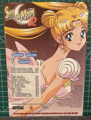 Rare Sailor Moon R Movie Advertisement Promise Of The Rose Vintage