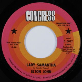Rock 45 Elton John Lady Samantha Congress Vg,  /vg,  Promo Hear