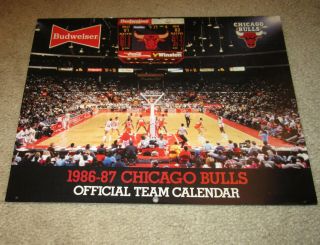 Michael Jordan 1986 - 87 Bulls Calendar Poster Vtg Rare Nba1984 Chicago Basketball
