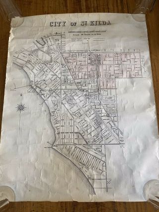 Old 1941 City Of St Kilda Melbourne Australia 80 Year Old Vintage Street Map