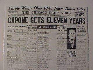 Vintage Newspaper Headline Gangster Scarface Al Capone 11 Years In Prison 1931