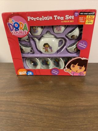 Dora The Explorer 13 Piece Porcelain Collectible Tea Set Nick Jr Vintage