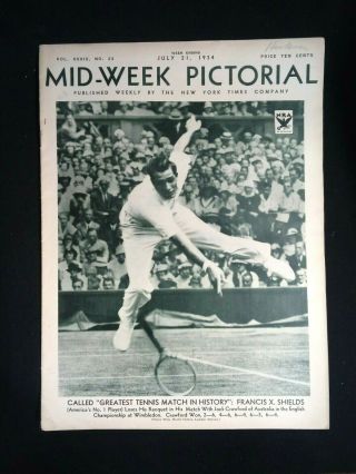 Mid - Week Pictorial 1934 All Star Game Babe Ruth Gehrig Frank Shields Cover Nyt