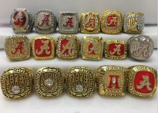 17pcs Alabama Crimson Tide Sec National Team Ring Set Fan Men Gift