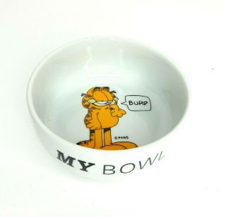 Vintage 5 " Paws Garfield The Cat " My Bowl " Food Bowl Dish Jim Davis Porcelain