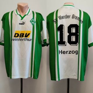 Football Shirt Soccer Sv Werder Bremen Home 1996/1997 Puma Jersey Herzog 18 Xl