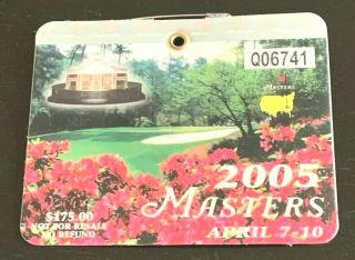 2005 Masters Badge Augusta National Golf Ticket Tiger Woods Wins