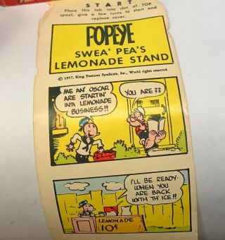 1957 Popeye Swea’ Pea’s Lemonade Rare Lido Toy Viewer Television Film Roll w Box 2