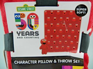 Sesame Street ELMO 50 Years And Counting Character Pillow and Throw Set 3