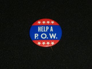Help A P.  O.  W.  (vintage Military Prisoner Of War Patriotic Pinback Button)