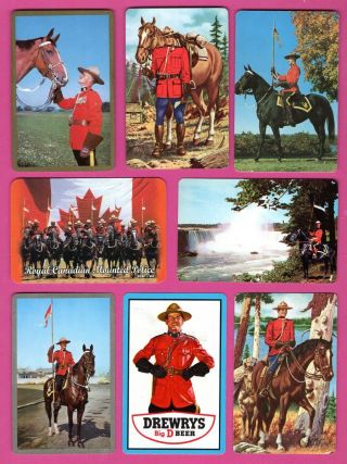 8 Single Swap Playing Cards Horses Canadian Mounties Police Rcmp Some Vintage