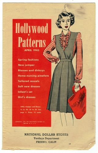 Hollywood Patterns 1943 Ad Brochure For National Dollar Stores Clothes Pattern
