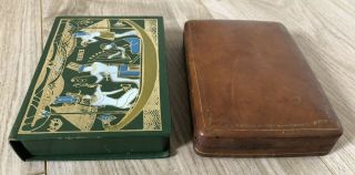 2 X Vintage Leather Playing Card Boxes - Both Will Hold Double Packs - No Cards