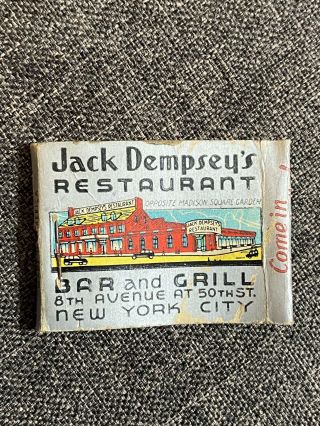 00 Vintage Matchbook Jack Dempsey Restaurant Bar Grill York City