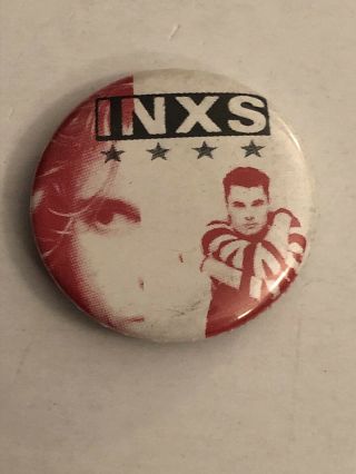 Vintage 87 Inxs Pinback Kick Button Pin 1 Inch In Size.  Michael Hutchence