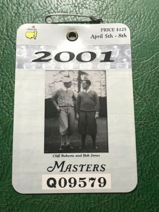 2001 Masters Badge Tiger Woods Champion - Augusta National Souvenir Ticket
