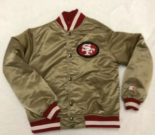 Vintage San Francisco 49ers Starter Proline Satin Jacket Youth Kids M Gold Coat