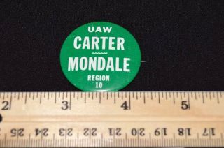 1980 Carter Mondale UAW Region 10 Green Pin 1 1/2 