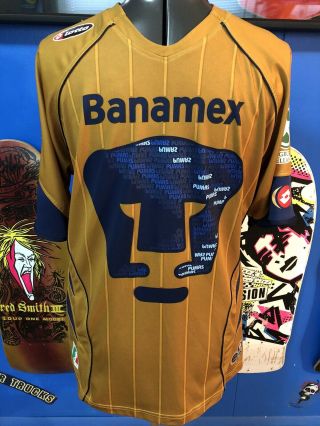 Mens Lotto Mexico Soccer Jersey Unam Pumas Banamex Telcel Xl Blue Gold