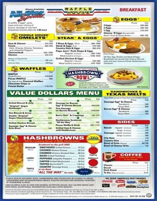 The Waffle House Vintage Menu Set Of 3,  Laminated Reprints