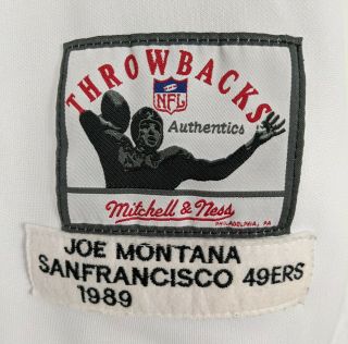 Joe Montana San Francisco 49ers Mitchell & Ness Throwback Jersey Sz 50 Usa Made