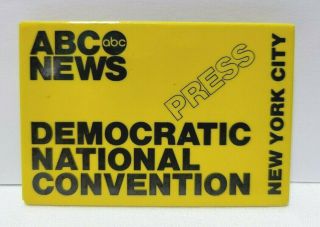 Vintage Abc News Press Button Pin,  Democratic National Convention,  Nyc