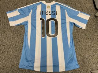 2010 Argentina Messi 10 Adidas Jersey L Large Fifa World Cup Shirt Kit Blue