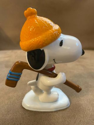 Peanuts Snoopy Sport Ice Hockey Ceramic Figurine Flambro Import Mib